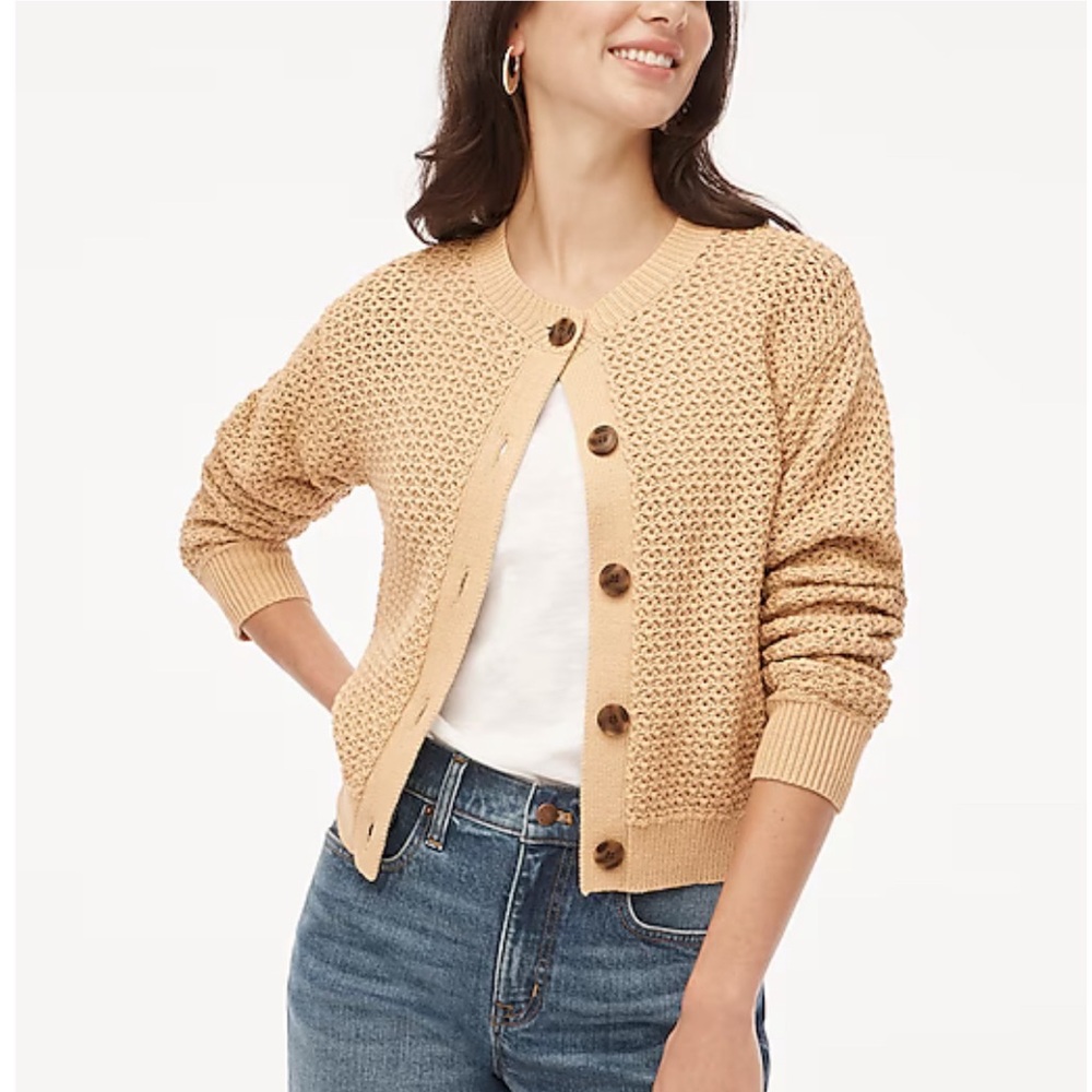 J. Crew Crochet Cardigan Sweater in Dark Beechwood